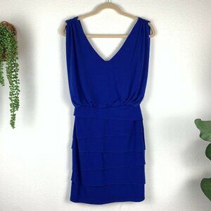 Vintage Cache Women's 2 Blue Bandage Blouson Royal Blue Bodycon Mini Dress